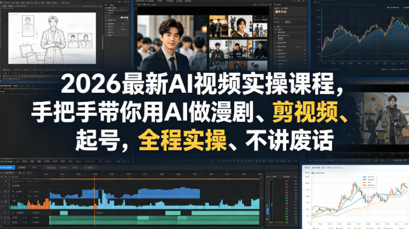 2026最新AI视频实操课程，手把手带你用AI做漫剧、剪视频、起号，全程实操、不讲废话 - 淘金派资源网