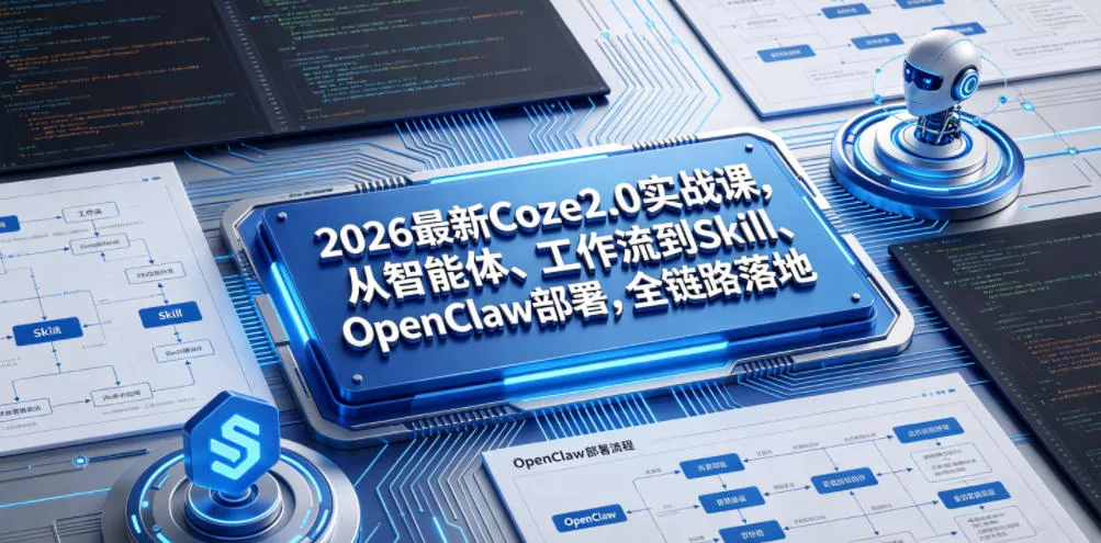 2026最新Coze2.0实战课，从智能体、工作流到Skill、OpenClaw部署，全链路落地 - 淘金派资源网