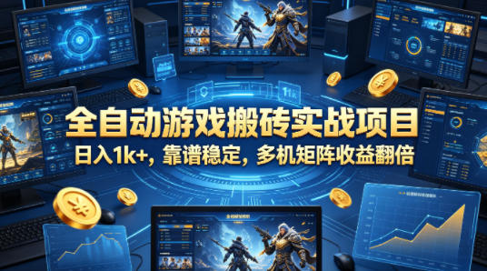 全自动游戏搬砖实战项目，日入1k+，靠谱稳定，多机矩阵收益翻倍【揭秘】 - 淘金派资源网