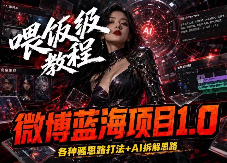 微博蓝海项目1.0_各种Sao操作整理+AI引流拆解，喂饭级教学 - 淘金派资源网