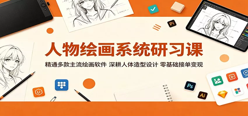 人物绘画系统研习课：精通多款主流绘画软件，深耕人体造型设计，零基础接单变现 - 淘金派资源网