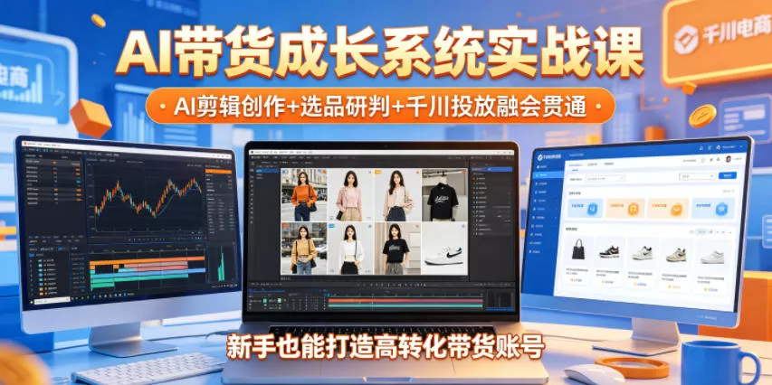 AI带货成长系统实战课，AI剪辑创作+选品研判+千川投放融会贯通，新手也能打造高转化带货账号(更新2026年) - 淘金派资源网