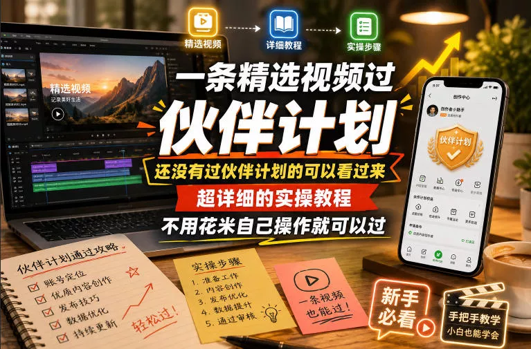 一条精选视频过伙伴计划，还没有过伙伴计划的可以看过来，超详细的实操教程，不用花米自己操作就可以过 - 淘金派资源网