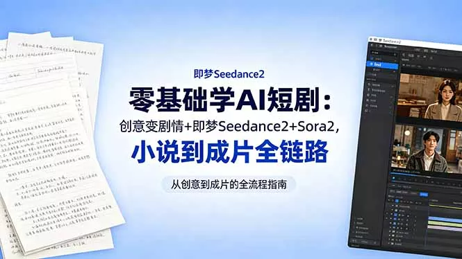零基础学AI短剧：创意变剧情+即梦Seedance2+Sora2，小说到成片全链路 - 淘金派资源网