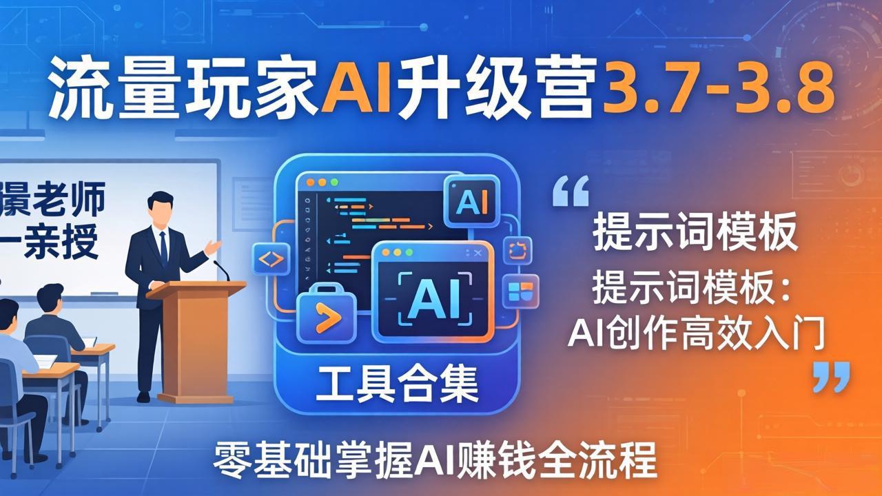 流量玩家AI升级营3.7-3.8全套资料：多老师亲授+工具合集+提示词模板，零基础掌握AI赚钱全流程 - 淘金派资源网