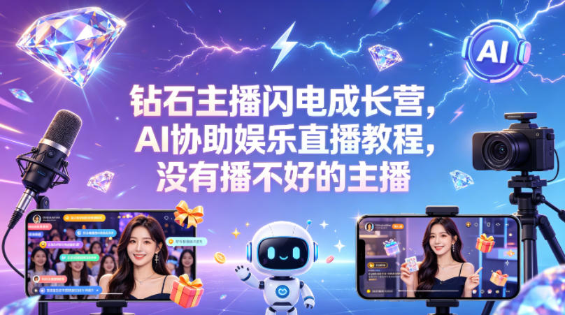 钻石主播闪电成长营，Al协助娱乐直播教程，没有播不好的主播 - 淘金派资源网