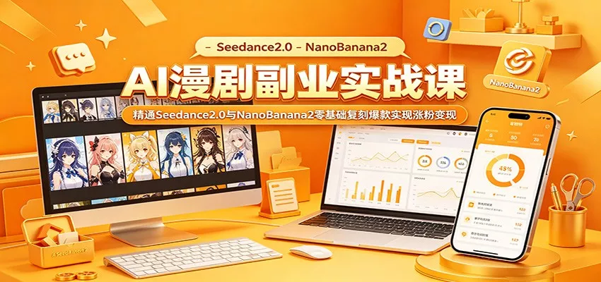 AI漫剧副业实战课：精通Seedance2.0与NanoBanana2零基础复刻爆款实现涨粉变现 - 淘金派资源网