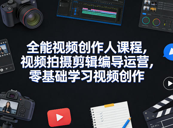 全能视频创作人课程，视频拍摄剪辑编导运营，零基础学习视频创作(更新2026年4月) - 淘金派资源网