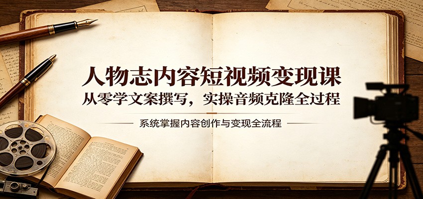 人物志内容短视频变现课：从零学文案撰写，实操音频克隆全过程 - 淘金派资源网