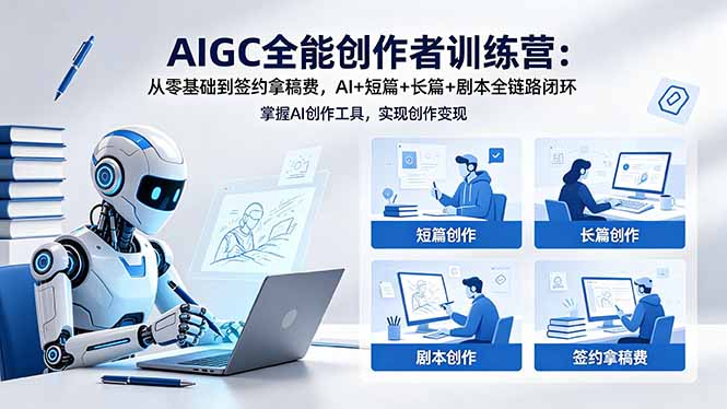 AIGC全能创作者训练营：从零基础到签约拿稿费，AI+短篇+长篇+剧本全链路闭环 - 淘金派资源网