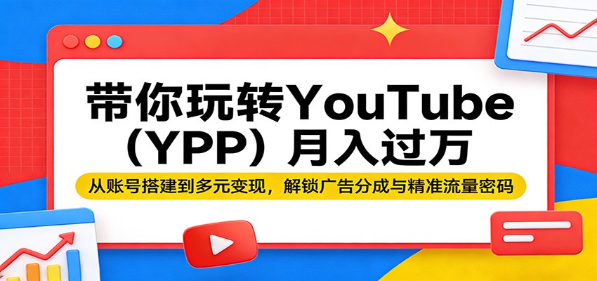 带你玩转YouTube(YPP)月入过万：从账号搭建到多元变现，解锁广告分成与精准流量密码 - 淘金派资源网