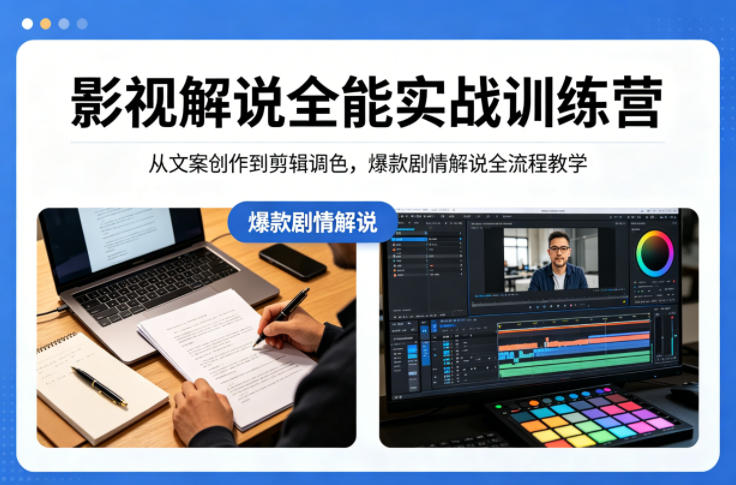影视解说全能实战训练营：从文案创作到剪辑调色，爆款剧情解说全流程教学 - 淘金派资源网