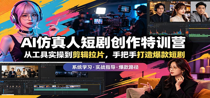 AI仿真人短剧创作特训营：从工具实操到剪辑拉片，手把手打造爆款短剧 - 淘金派资源网