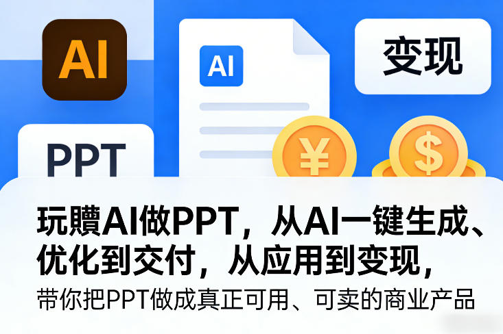 玩賺AI做PPT，从AI一键生成、优化到交付，从应用到变现，带你把PPT做成真正可用、可卖的商业产品(更新0421) - 淘金派资源网