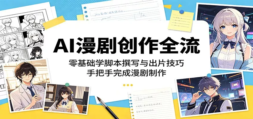 AI漫剧创作全流程：零基础学脚本撰写与出片技巧，手把手完成漫剧制作 - 淘金派资源网