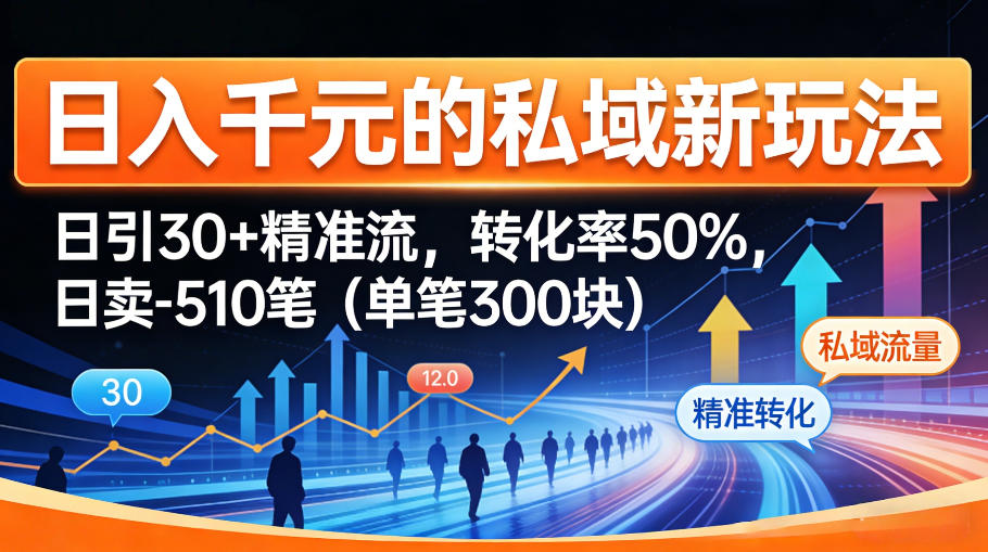 日入千米的私域新玩法：日引30＋精准流，转化率50%，日卖5-10笔(单笔300米) - 淘金派资源网