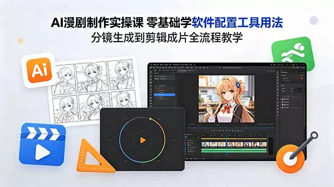 AI漫剧制作实操课 零基础学软件配置工具用法 分镜生成到剪辑成片全流程教学 - 淘金派资源网
