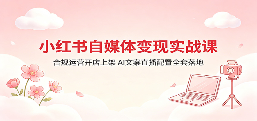 小红书自媒体变现实战课：合规运营开店上架，AI文案直播配置全套落地 - 淘金派资源网