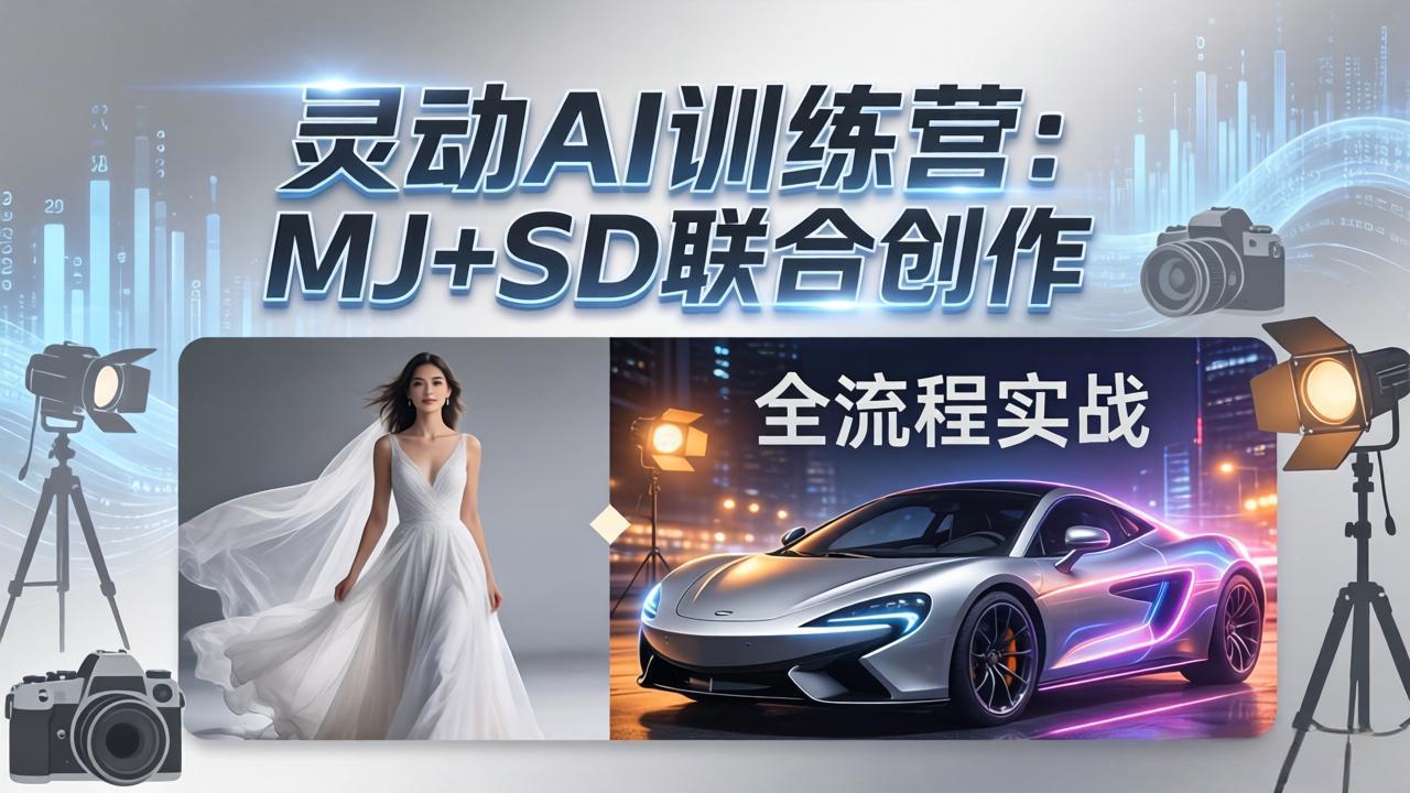 灵动AI训练营-3.0课程：MJ+SD联合创作，从婚纱大片到汽车广告，摄影后期全流程实战 - 淘金派资源网