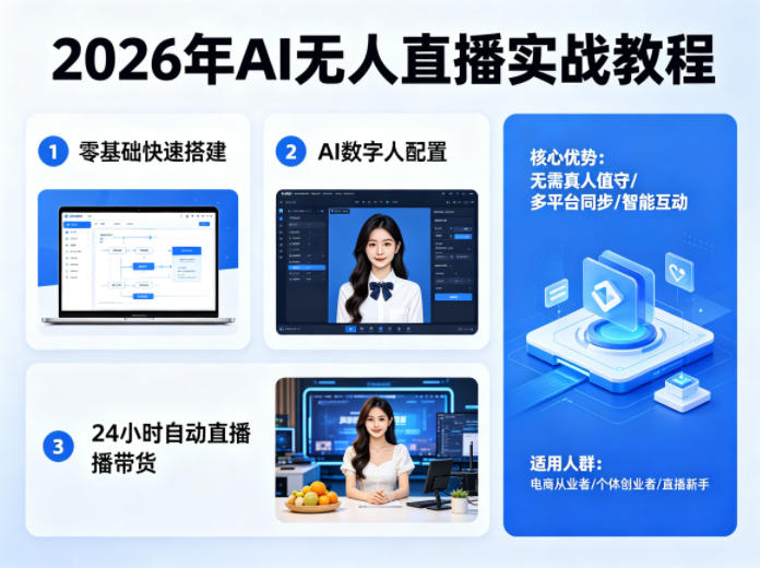 2026年AI无人直播实战教程，零基础也能快速搭建AI数字人无人直播间，实现24小时自动直播带货 - 淘金派资源网