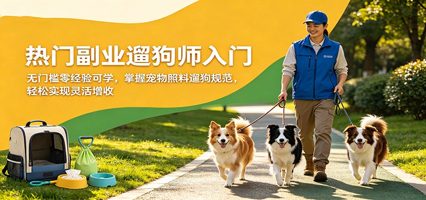 热门副业遛狗师入门，无门槛零经验可学，掌握宠物照料遛狗规范，轻松实现灵活增收 - 淘金派资源网
