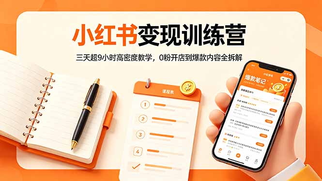 小红书变现训练营：三天超9小时高密度教学，0粉开店到爆款内容全拆解 - 淘金派资源网