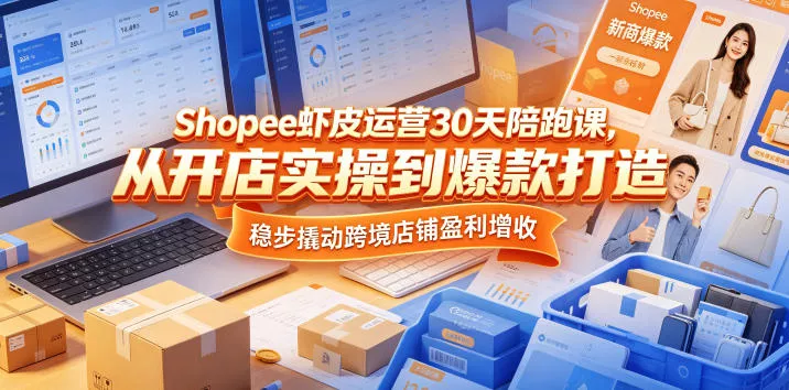 Shopee虾皮运营30天陪跑课，从开店实操到爆款打造，稳步撬动跨境店铺盈利增收 - 淘金派资源网