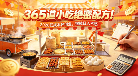 365道小吃绝密配方！2026低成本轻创业，摆摊日入不愁 - 淘金派资源网