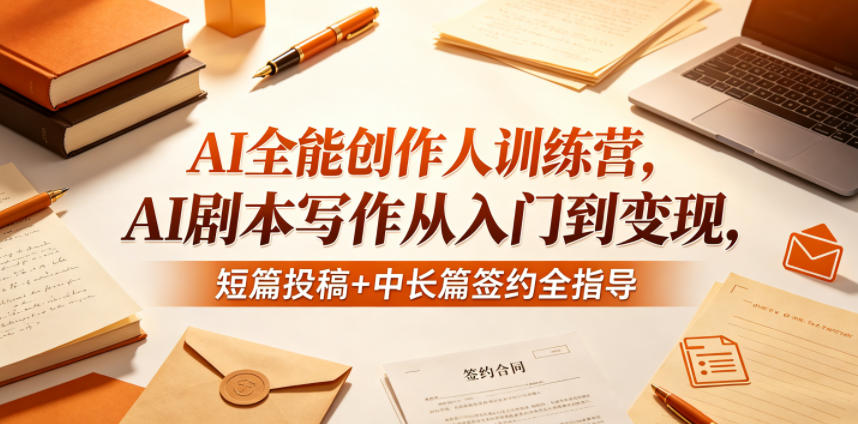 AI全能创作人训练营，AI剧本写作从入门到变现，短篇投稿+中长篇签约全指导 - 淘金派资源网