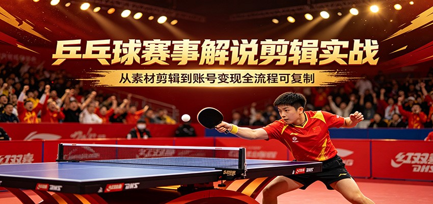 乒乓球赛事解说剪辑实战，从素材剪辑到账号变现全流程可复制 - 淘金派资源网