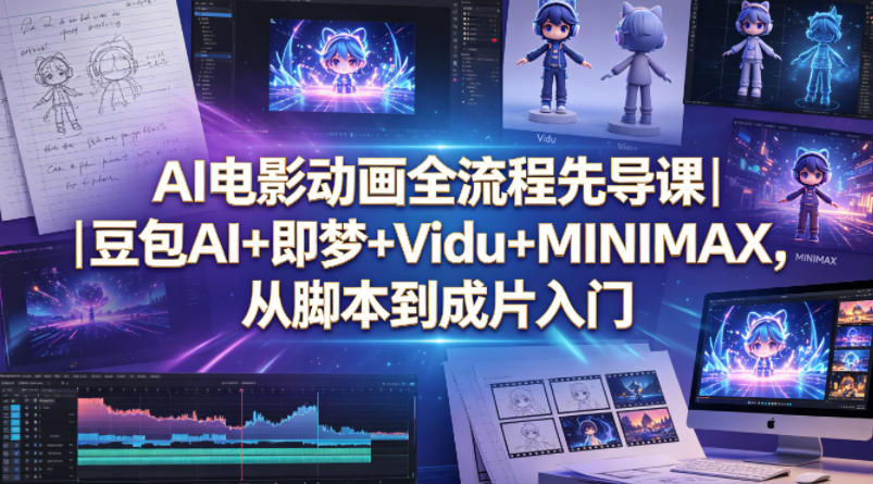 AI电影动画全流程先导课｜豆包AI+即梦+Vidu+MINIMAX，从脚本到成片入门 - 淘金派资源网