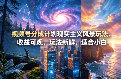 视频号分成计划现实主义风景玩法，收益可观，玩法新鲜，适合小白 - 淘金派资源网