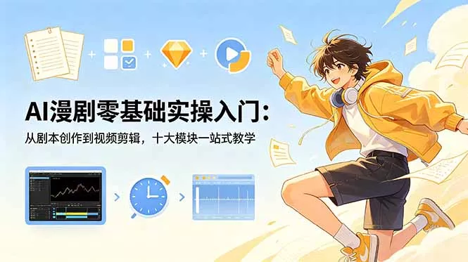 AI漫剧零基础实操入门：从剧本创作到视频剪辑，十大模块一站式教学 - 淘金派资源网