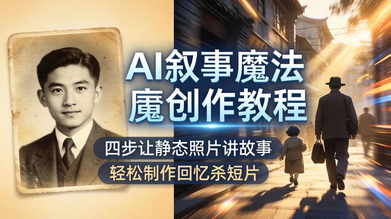 AI叙事魔法创作教程，四步让静态照片讲故事，老照片修复加动态特效，轻松制作回忆杀短片 - 淘金派资源网