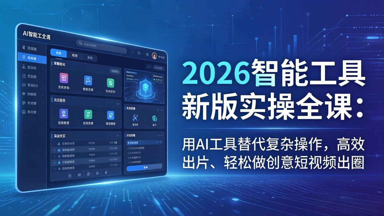 2026智能工具新版实操全课：用AI工具替代复杂操作，高效出片、轻松做创意短视频出圈 - 淘金派资源网