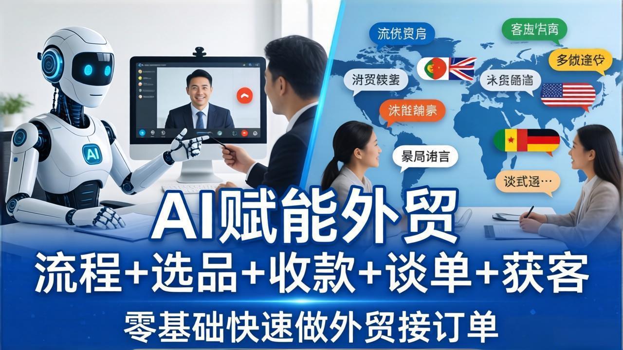外贸+AI实战课：流程+选品+收款+谈单+获客，零基础快速做外贸接订单 - 淘金派资源网