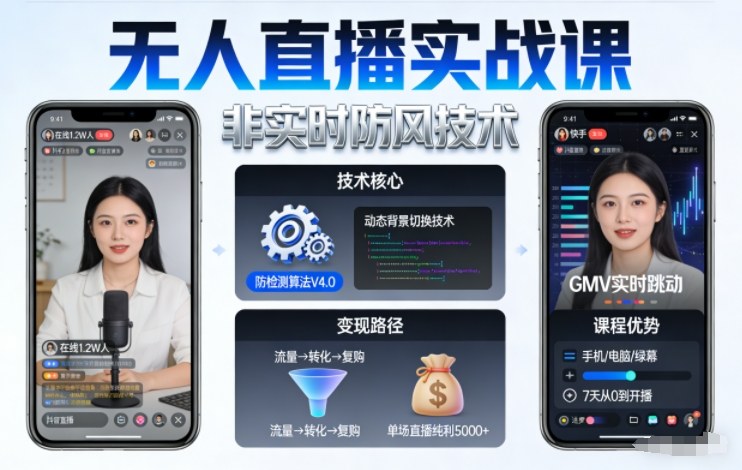 宝子哥无人直播实战课，非实时防风技术，聚焦抖音快手等平台直播带货，轻松开启直播变现之路(更新2026年5月10日) - 淘金派资源网