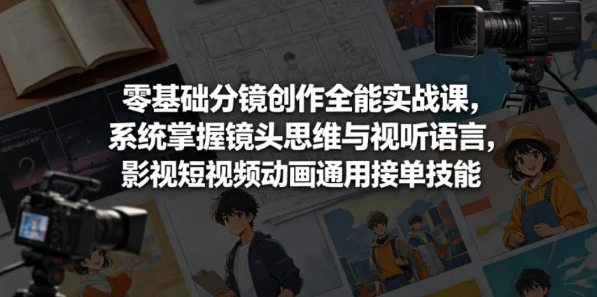 零基础分镜创作全能实战课，系统掌握镜头思维与视听语言，影视短视频动画通用接单技能 - 淘金派资源网