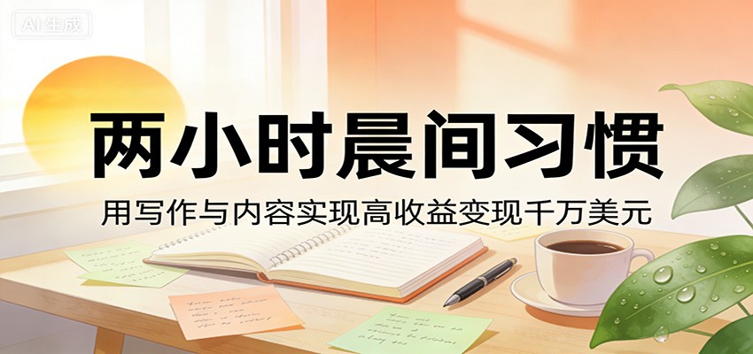 付费文章：两小时晨间习惯，用写作与内容实现高收益变现千万美元 - 淘金派资源网