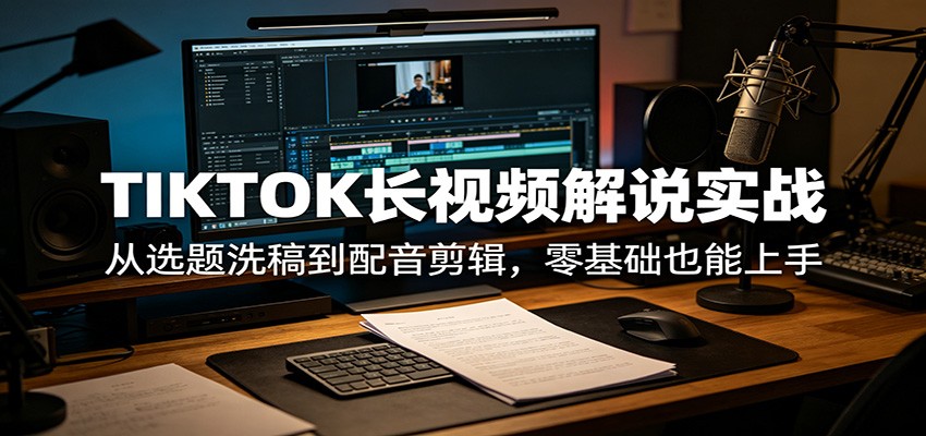 TIKTOK长视频解说实战：从选题洗稿到配音剪辑，零基础也能上手 - 淘金派资源网