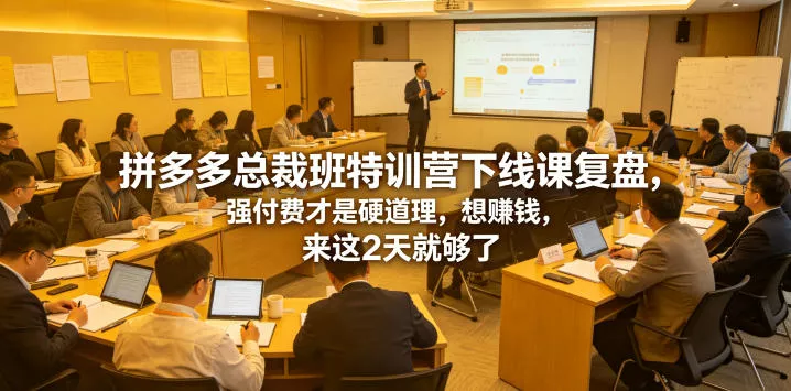 拼多多总裁班特训营下线课复盘，强付费才是硬道理，想賺钱，来这2天就够了 - 淘金派资源网