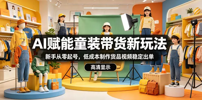 AI赋能童装带货新玩法，新手从零起号，低成本制作货品视频稳定出单 - 淘金派资源网