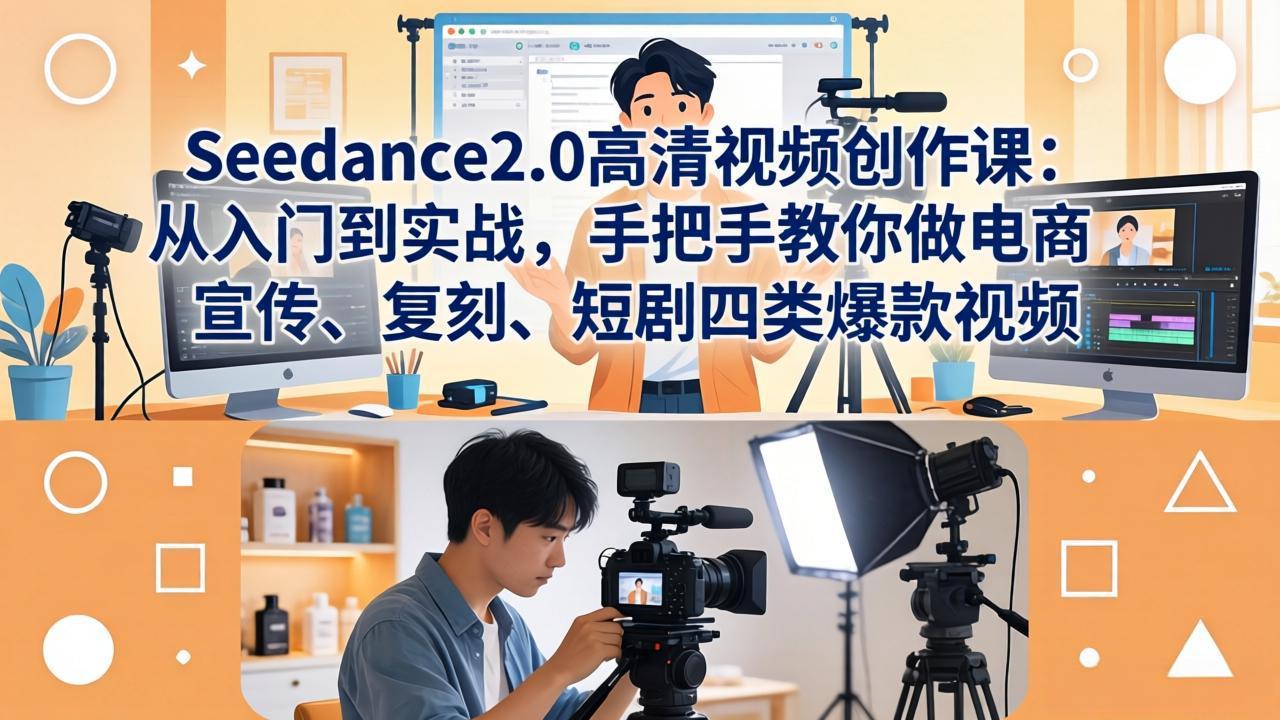 Seedance2.0高清视频创作课：从入门到实战，手把手教你做电商、宣传、复刻、短剧四类爆款视频 - 淘金派资源网