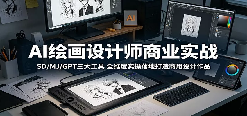 AI绘画设计师商业实战：SD/MJ/GPT三大工具，全维度实操落地打造商用设计作品 - 淘金派资源网