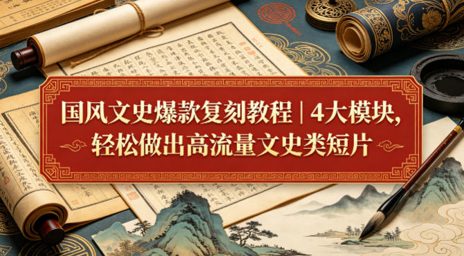 国风文史爆款复刻教程｜4大模块，轻松做出高流量文史类短片 - 淘金派资源网