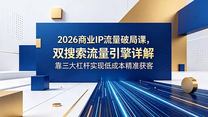 2026商业IP流量破局课，双搜索流量引擎详解，靠三大杠杆实现低成本精准获客 - 淘金派资源网