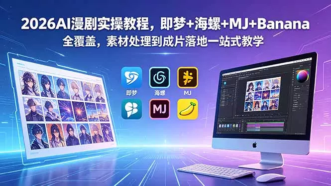 2026AI漫剧实操教程，即梦+海螺+MJ+Banana全覆盖，素材处理到成片落地一站式教学 - 淘金派资源网