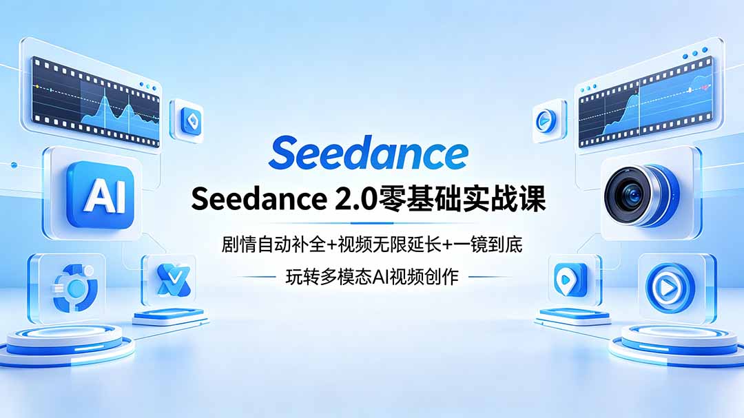 Seedance 2.0零基础实战课：剧情自动补全+视频无限延长+一镜到底：玩转多模态AI视频创作 - 淘金派资源网