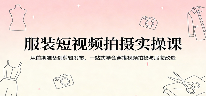 服装短视频拍摄实操课：从前期准备到剪辑发布，一站式学会穿搭视频拍摄与服装改造 - 淘金派资源网