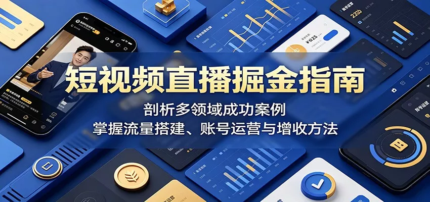 短视频直播掘金指南：剖析多领域成功案例，掌握流量搭建、账号运营与增收方法 - 淘金派资源网
